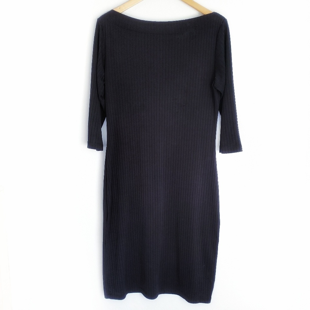 Nally & Millie Black Midi Dress with 3/4 Sleeves-L
